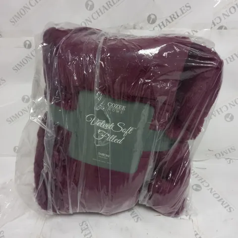 COZEE HOME VELVETSOFT FILLED THROW IN BURGUNDY