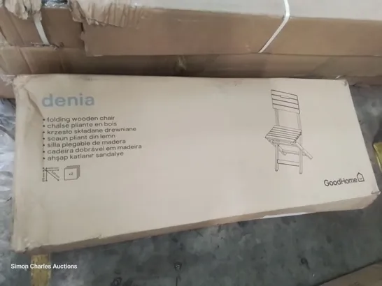 BOXED PAIR OF GOODHOME DENIA FOLDING WOODEN CHAIRS 