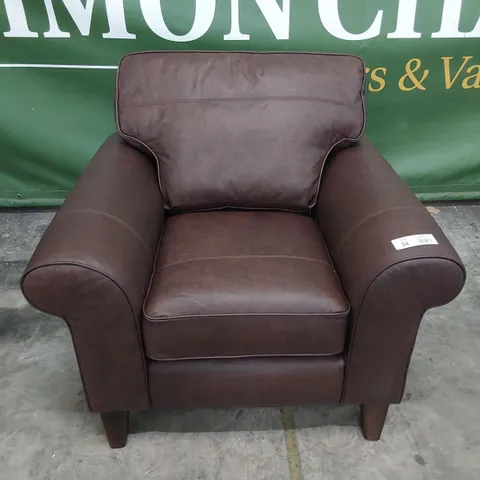 QUALITY BRITISH MADE LOUNGE Co EASY CHAIR BROWN LEATHER 