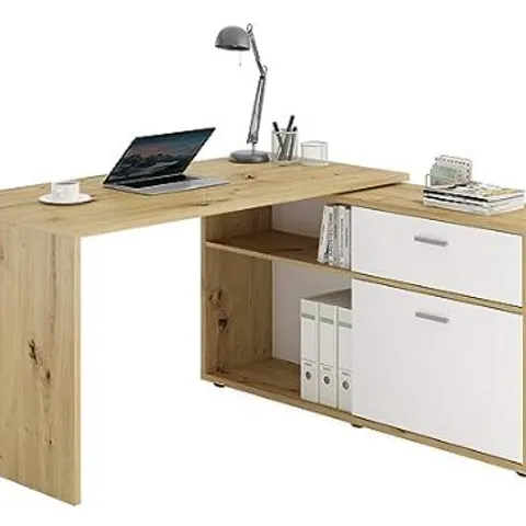 BOXED FMD FURNITURE BETON ARTISAN OAK AND WHITE DESK