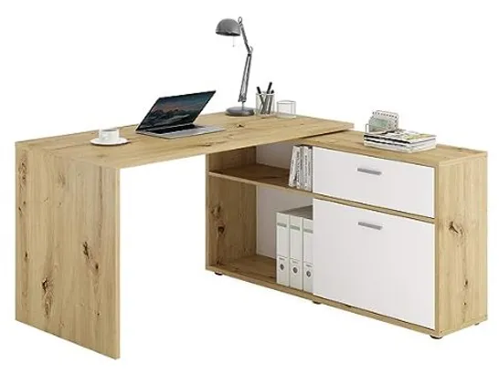 BOXED FMD FURNITURE BETON ARTISAN OAK AND WHITE DESK