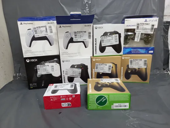 10 ASSORTED GAMING CONTROLLERS TO INCLUDE PLAYSTATION, XBOX AND NINTENDO