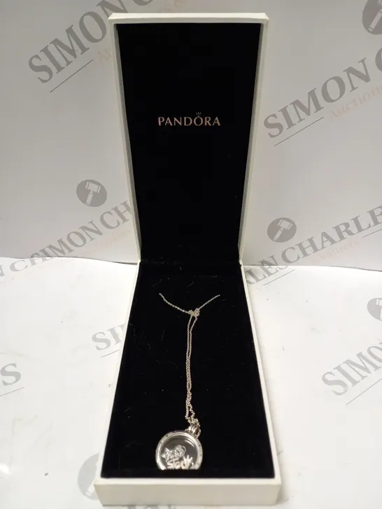 BOXED PANDORA SILVER NECKLESS WITH GLASS CHARM 