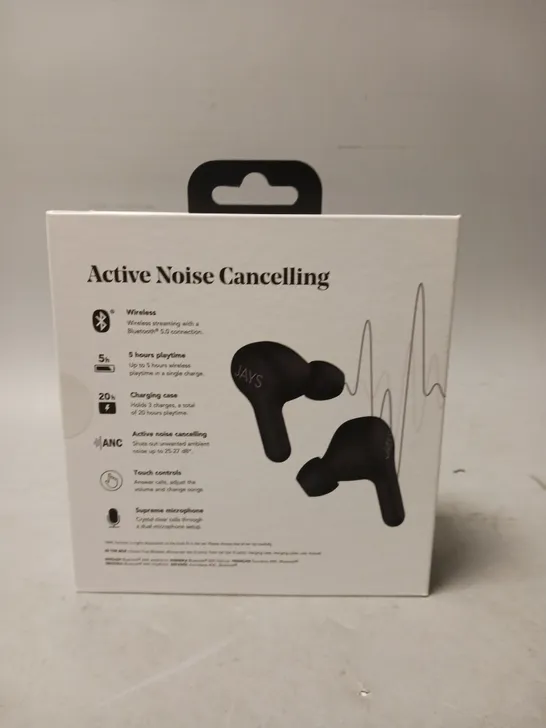 SEALED JAYS T-SEVEN TRUE WIRELESS NOISE CANCELLING EARPHONES BLACK