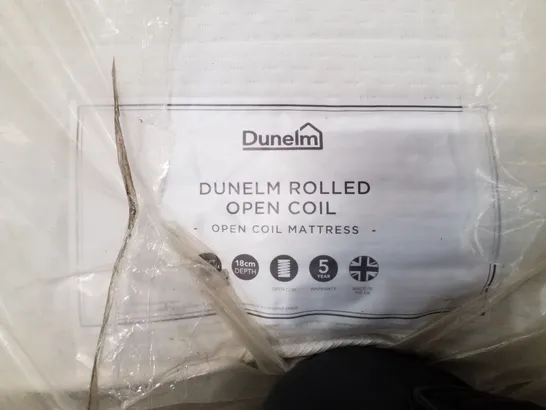 BAGGED QUALITY DUNELM ROLLED OPEN COIL 120CM SMALL DOUBLE MATTRESS 