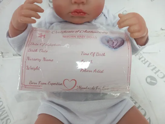 REBORN BABY DOLL WITH CERTIFICATE OF AUTHENTICITY