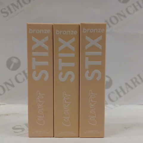 BOX OF 3 ASSORTED COLOURPOP STIX BRONZE TO INCLUDE LAGUNA BEACH, RINCON POINT, MANHATTAN BEACH