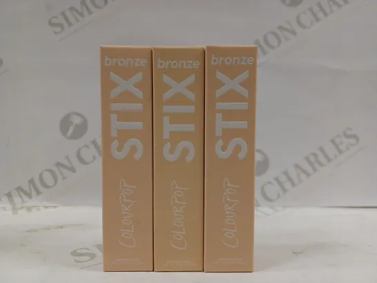 BOX OF 3 ASSORTED COLOURPOP STIX BRONZE TO INCLUDE LA JOLLA COVE, SHELL BEACH, MOONSTONE BEACH