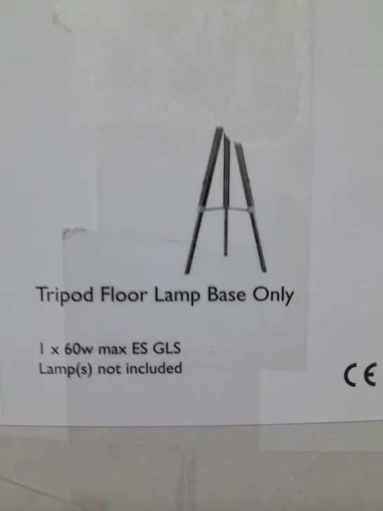 BOXED EASEL TRIPOD FLOOR LAMP LIGHT WOOD POLISHED CHROME BASE ONLY - COLLECTION ONLY