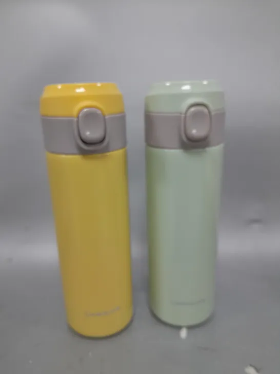 LOCK & LOCK SET OF 2 STAINLESS INSULATED DAILY POP PASTEL WATER BOTTLES