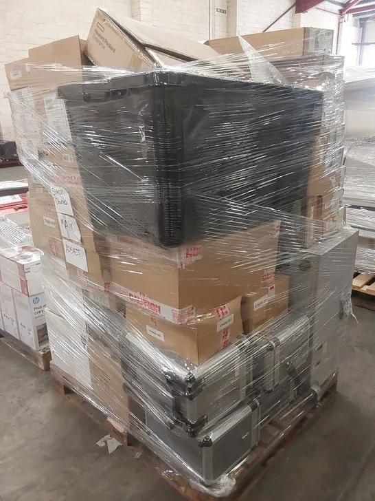 PALLET OF ASSORTED PRINTER AND COMPUTER PRODUCTS TO INCLUDE; RACK CABLE MANAGEMENT KITS, STORAGE CADDY AND BOXES ETC