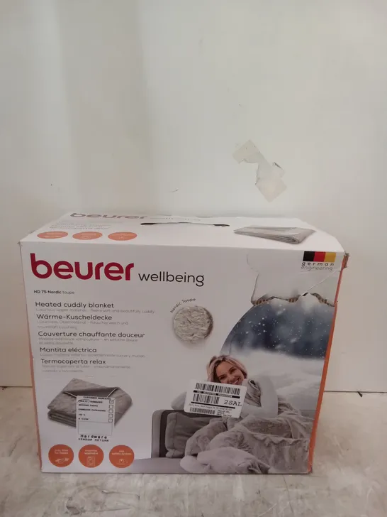 BOXED BEURER HEATED CUDDLY BLANKET - GREY 