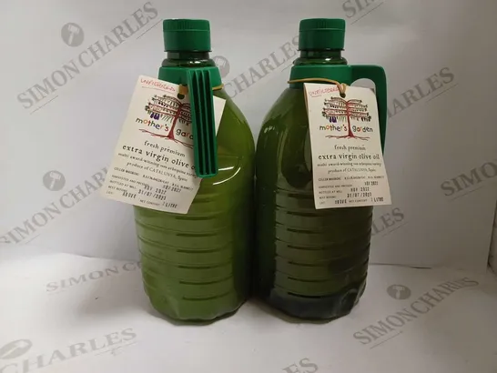 LOT OF 2 BOTTLES OF MOTHER'S GARDEN EXTRA VIRGIN OLIVE OIL (2x2L)