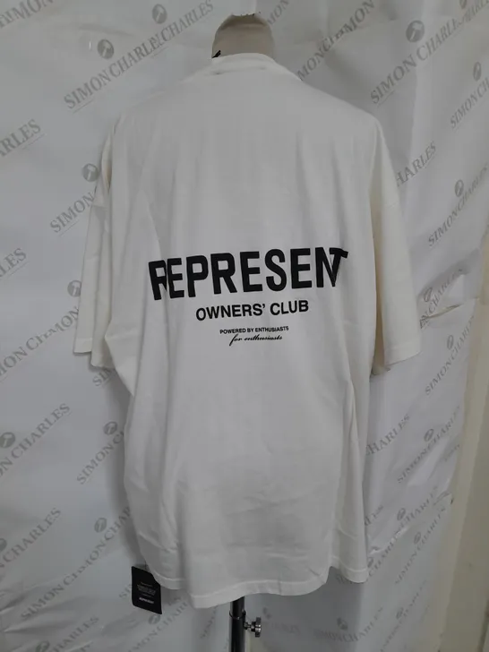 REPRESENT OWNER'S CLUB JERSEY TSHIRT IN FLAT WHITE SIZE L