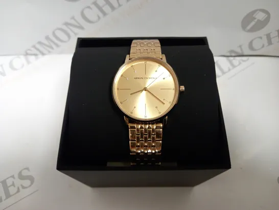 BOXED ARMANI EXCHANGE ROSE GOLD PLATED LOLA WATCH WITH BRACELET STYLE STRAP