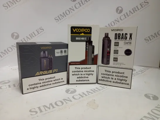 APPROXIMATELY 20 ASSORTED BOXED VOOPOO VAPING PRODUCTS TO INCLUDE DRAG X, ARGUS P1, DRAG H80 S ETC.  