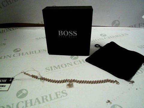BOSS GOLD PLATED STAINLESS STEEL BEADS AND HEARTLOCK BRACELET RRP &pound;85.00