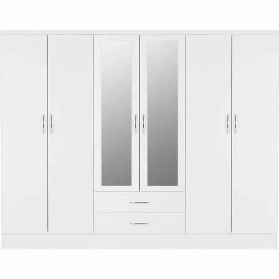 BOXED BRASHEAR 6 WARDROBE WHITE GLOSS FINISH (4 BOXES)