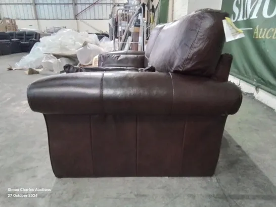 QUALITY DESIGNER 2 SEATER LEATHER UPHOLSTERED CHOCOLATE VINTAGE SOFA