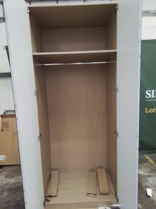 BUILT UP DOUBLE DOOR WARDROBE WITH MIRROR DOORS, RAIL & SHELF