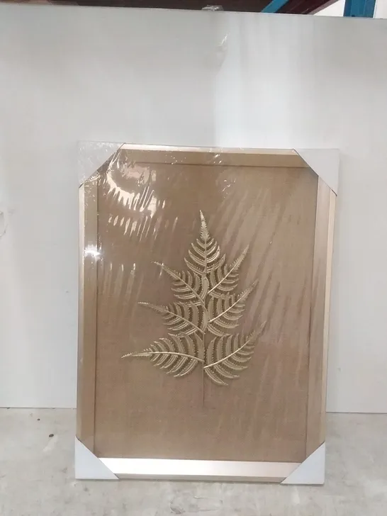 PACKAGED FRAMED CANVAS FERN - GOLD FERN