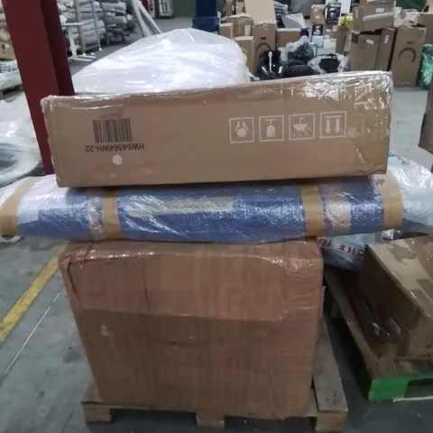 PALLET CONTAINING VARIOUS INCOMPLETE BOXED FURNITURE PARTS AND OTHER HOUSEHOLD ITEMS ETC.