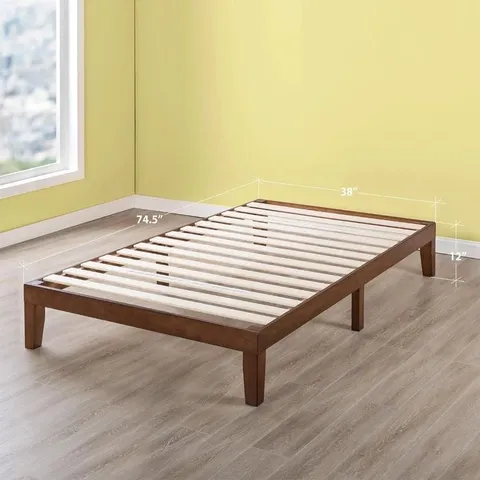 BOXED HARLOW SOLID WOOD PLATFORM BED // SIZE: SINGLE (1 BOX)