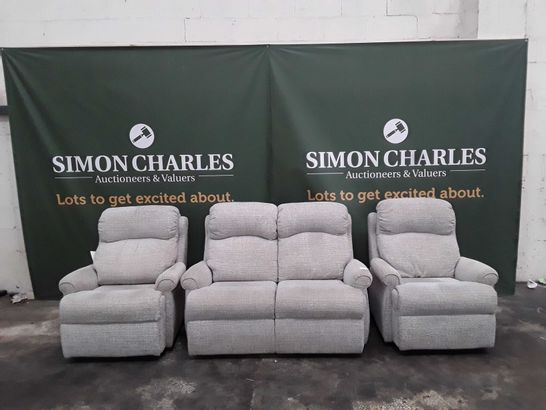 QUALITY G-PLAN NORTON LOOM SHALE FABRIC TWO SEATER SOFA AND PAIR OF ARMCHAIRS