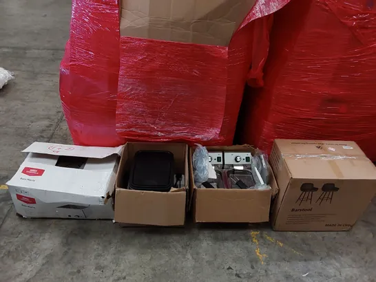 PALLET OF ASSORTED ITEMS INCLUDING: ELECTRIC FRYER, AIR FRYER, NISBETS BAIN MARIE, BARSTOOLS ECT.