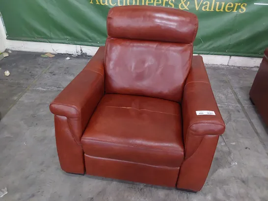 QUALITY ITALIAN DESIGNER ADRIANO POWER RECLINING EASY CHAIR TAN LEATHER 