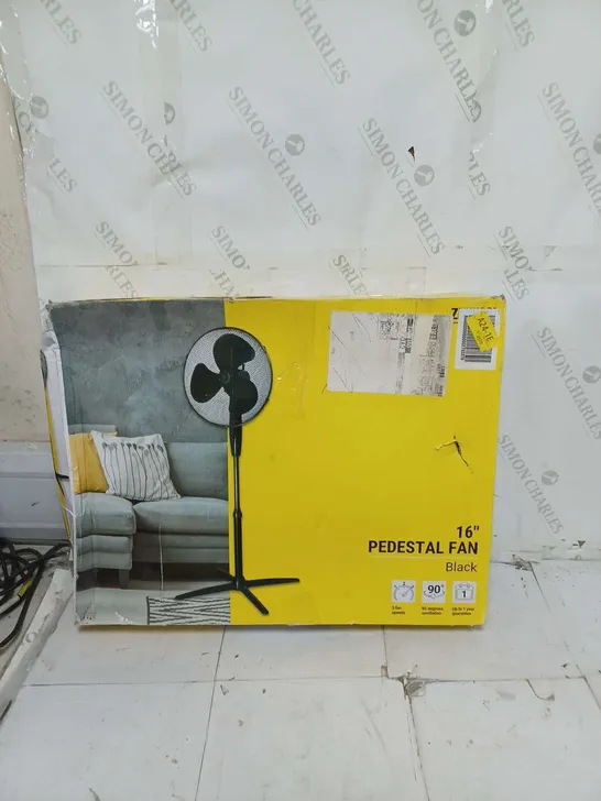 BOXED ZANUSSI 16" PLASTIC PEDESTAL FAN IN BLACK