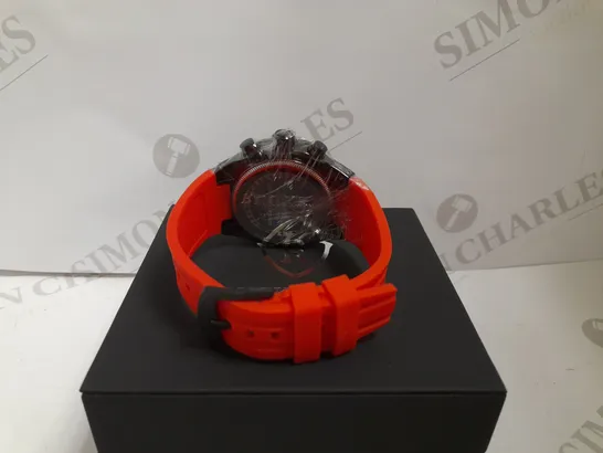 MEN’S RUCKSTUHL CHRONOGRAPH R400 WATCH – BLACK COLOUR CASE – BLACKDIAL – 3ATM WATER RESISTANT – RED RUBBER STRAP