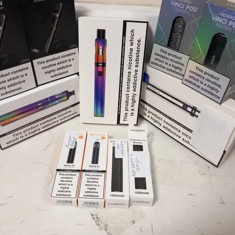 APPROXIMATELY 30 ASSORTED E-CIGARETTES AND E-CIGARETTE PARAPHERNALIA TO INCLUDE; CALIBURN, GEEK VAPE AND VOOPOO