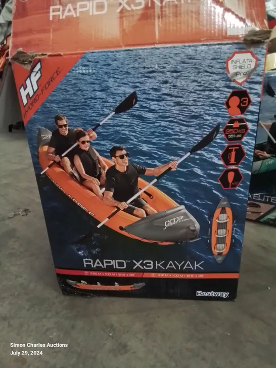 BOXED BESTWAY HYDRO FORCE RAPID X3 PERSON INFLATABLE KAYAK