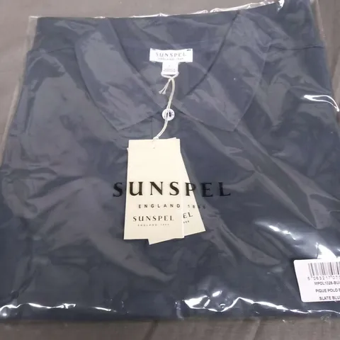 BRAND NEW SUNSPEL PIQUE POLO SHIRT SLATE BLUE SIZE L