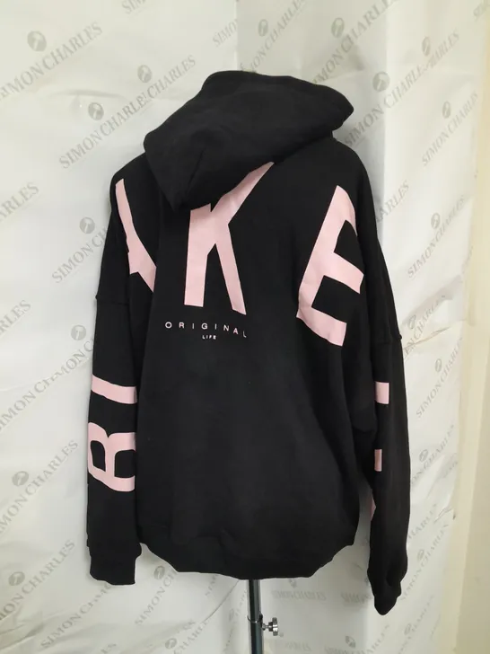 BLAKELY HOODIE IN BLACK AND PINK SIZE L