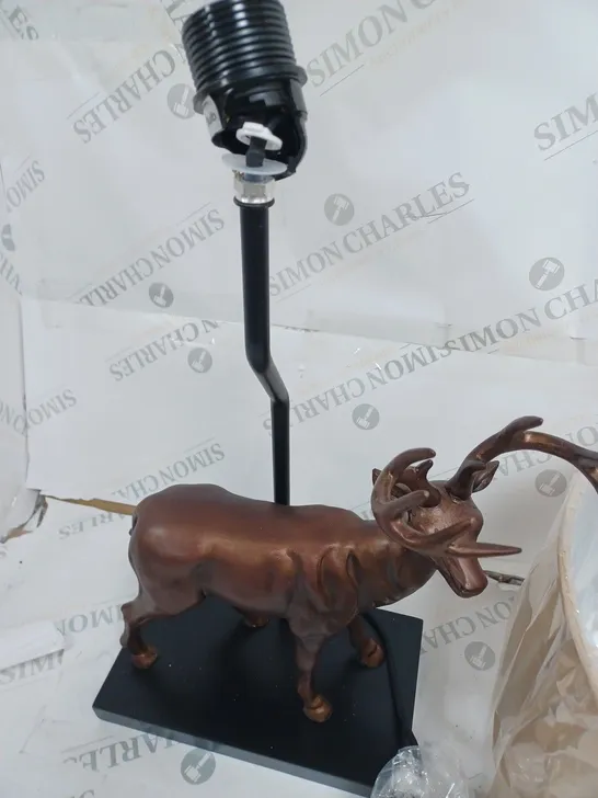 BOXED ALISON CORK ANIMAL TABLE LAMP - BRASS STAG