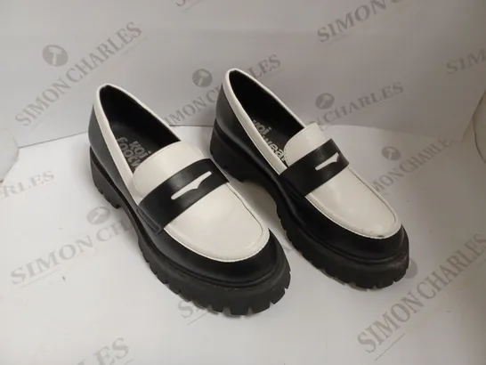 KOI VEGAN BIRCH MONOCHROME LOAFERS - BLACK/WHITE SIZE 6