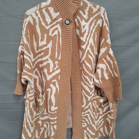 WYNNE COLLECTION LADIES CARDIGAN BROWN/BEIGE SIZE M