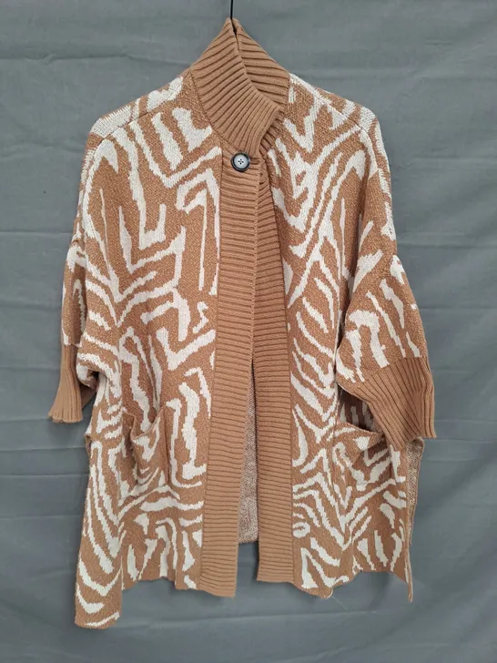 WYNNE COLLECTION LADIES CARDIGAN BROWN/BEIGE SIZE M