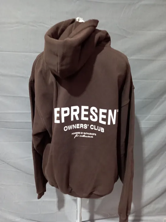 REPRESENT OWENERS CLUB HOODIE IN BROWN - SMALL