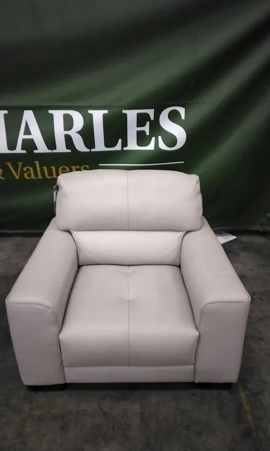 QUALITY ITALIAN DESIGNER MARCOS WHITE GREY LEATHER ARMCHAIR