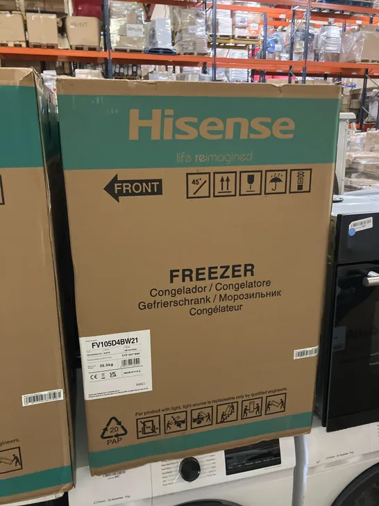 BOXED HISENSE FV105D4BW21 UNDERCOUNTER FREEZER WHITE - UNPROCESSED RAW RETURN