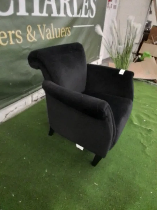 DESIGNER HARMONY BLACK VELVET ARM CHAIR