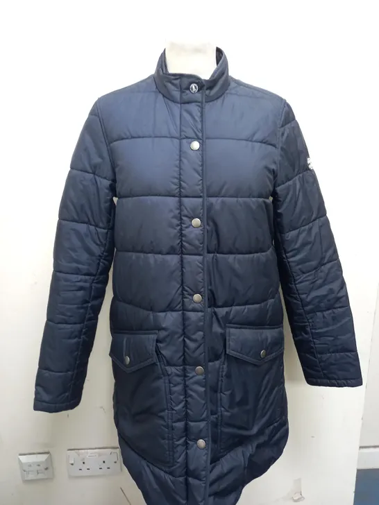 BARBOUR BLUE LONG BUBBLE JACKET - UK SIZE 8