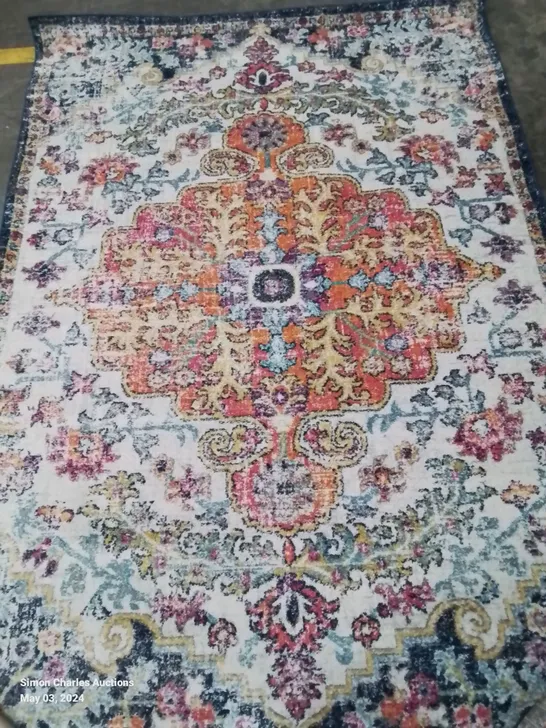 WYNINGS DEWSBURY BLUE/ORANGE AND WHITE RUG IN SIZE 200X275CM