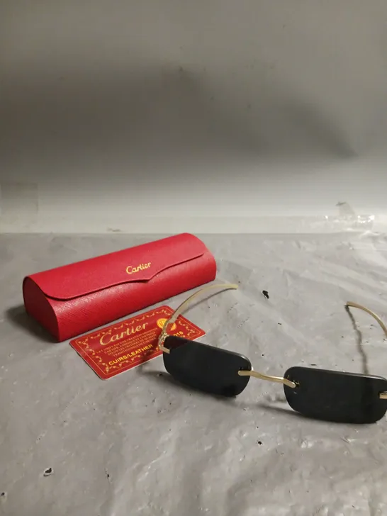 CARTIER BLACK TINTED GOLD SUNGLASSES