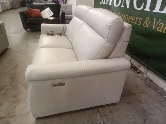 QUALITY ITALIAN DESIGNER ADRIANO ELECTRIC RECLINER 3 SEATER SOFA - CREAM LEATHER 