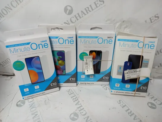 APPROXIMATELY 45 ASSORTED CASEIT MINUTE ONE PHONE CASES, SCREEN PROTECTORS AND SCREEN CLEANERS FOR VARIOUS PHONE MODELS TO INCLUDE HUAWEI P SMART 2021, IPHONE PRO 13, GALAXY A51, ETC