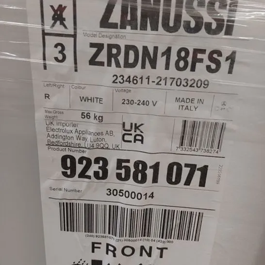 ZANUSSI SERIES 20 DYNAMIC AIR INTEGRATED TALL FRIDGE 311L MODEL ZRDN18FS1 RRP £775